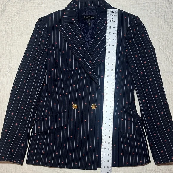 Escada Blazer with Navy Stripes and Red Dots - Picture 3 of 9